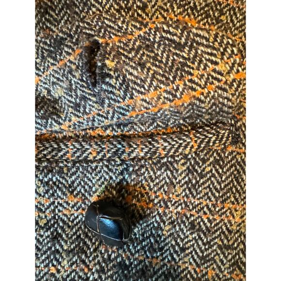 Benetton Blazer Jacket Tweed Wool Blend Brown Fitted Career Coat - Picture 8 of 9